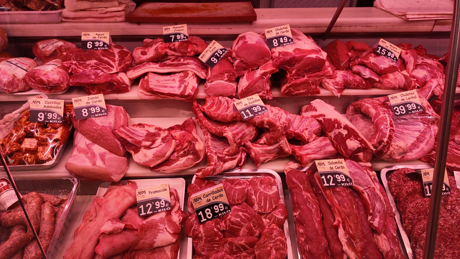 Costillas, solomillo y otros cortes de cerdo